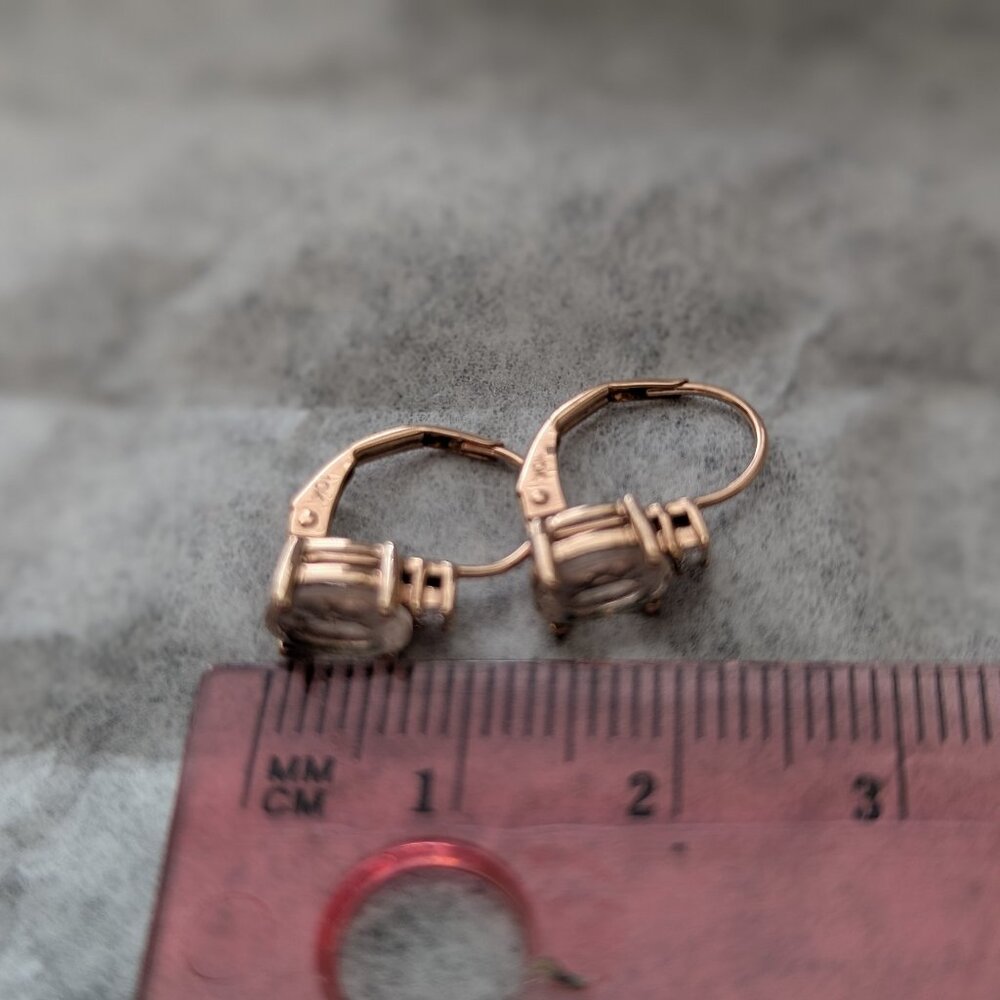 10k Rose Gold morganite and diamond hugging earrings